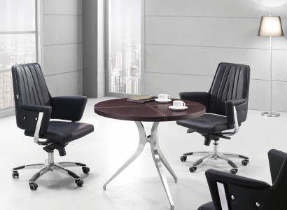 Büro Eintrichtung 4 tlg. Set Runder Tisch Wartezimmer Sessel 3x Lehnstuhl